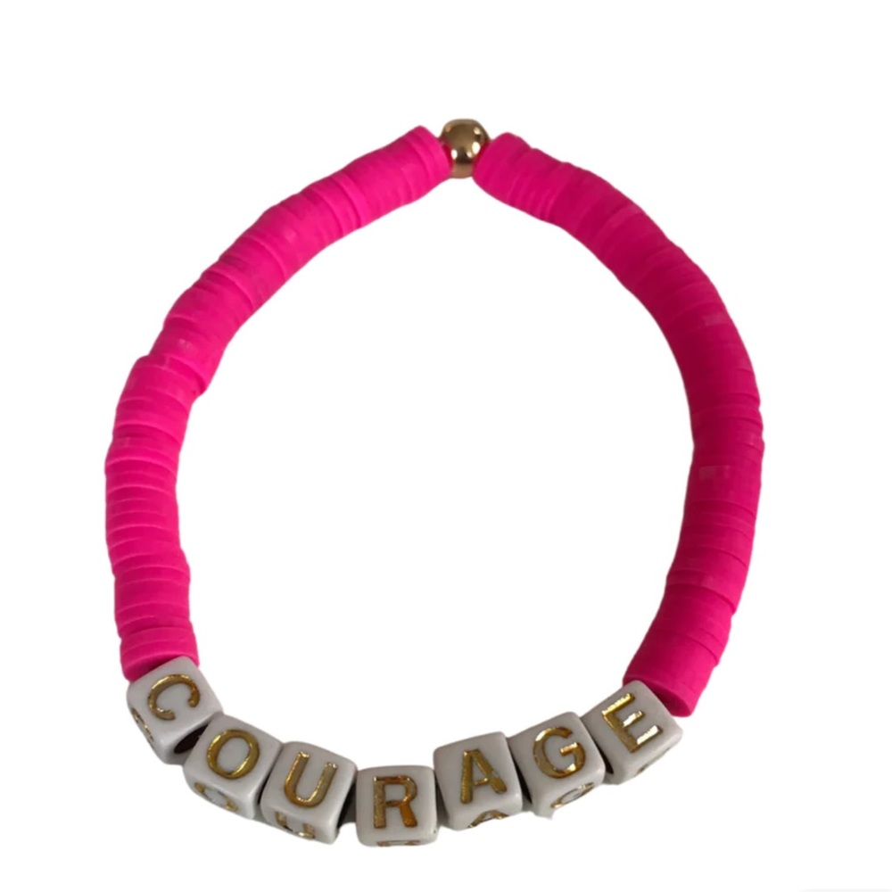 Shop COURAGE HOT PINK Clay Disc Bracelet